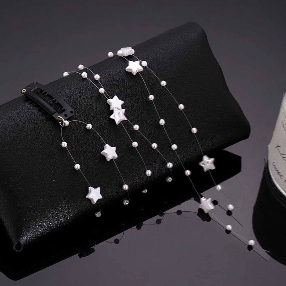 Korean New Product Pearl Braiding Accessories Personalized Tassel Fishing Line Braiding Device Super Shining Chain Invisible Hair Clip Hair Chain