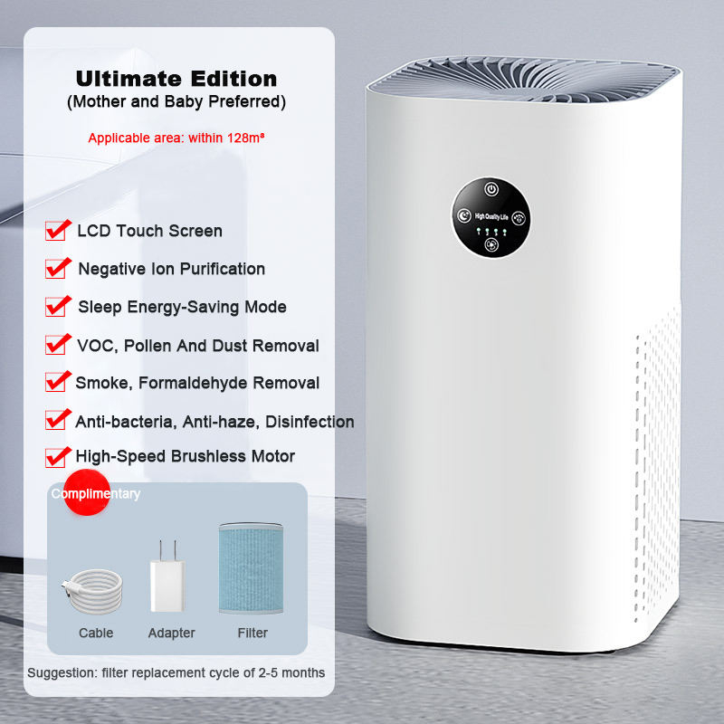 AP-2008 Air Purifier For Home Protable HEPA & Carbon Filters Negative Ion Smart Control Panel Efficient Purifying Air Cleaner