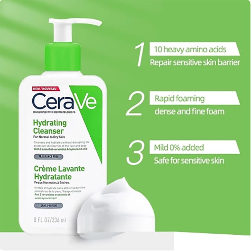 CeraVe Facial Essence Moisturizes A Alcohol Essence Emulsion Whitening Brightening Cream Facial Repair Product Eye Cream Skin Care236ml low foam