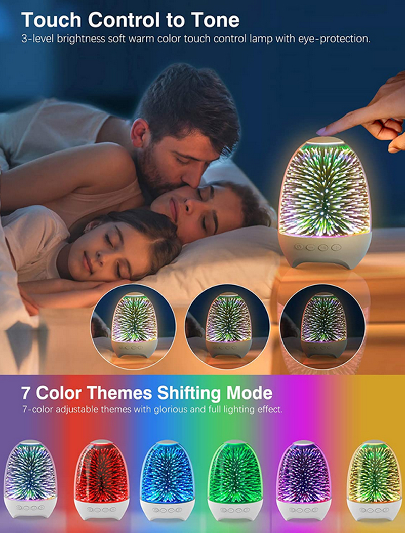 LAGPOUSI Night Light Bluetooth Speaker, 3D Glass Touch Control Bedside Table Lamp 7-Color LED Portable Wireless Speakers, Kids Night Light with Bluetooth Speaker, 3 Brightness Levels, Color Changing RGB, Adjustable Bedside Lamps with Touch Control for BedroomRechargeable Table Lamp, Best Gift for Adult, Teens, Kids, Boys and Girls