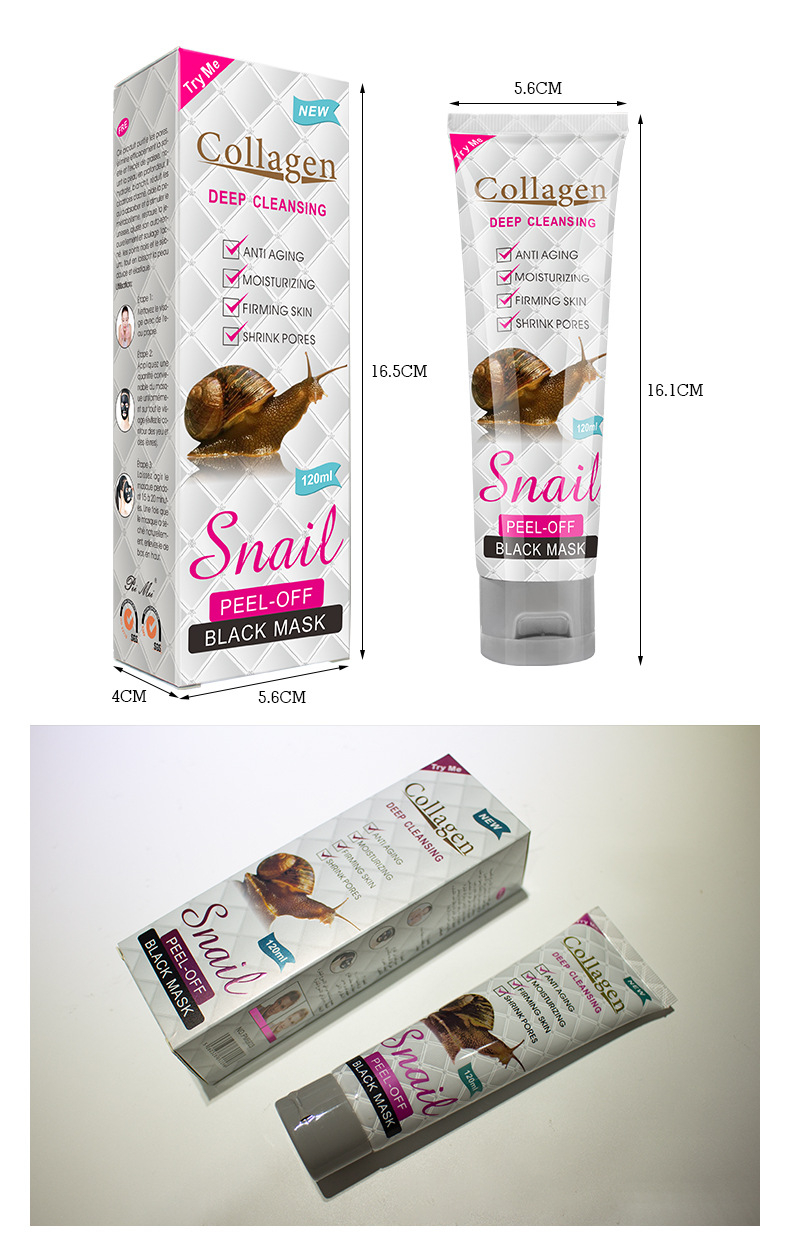 Snail Collagen Peel-off Mask Black Mask Nose Mask Facial Cleaning Moisturizing and Tearing Mask Skin Care Oil Control 120ml