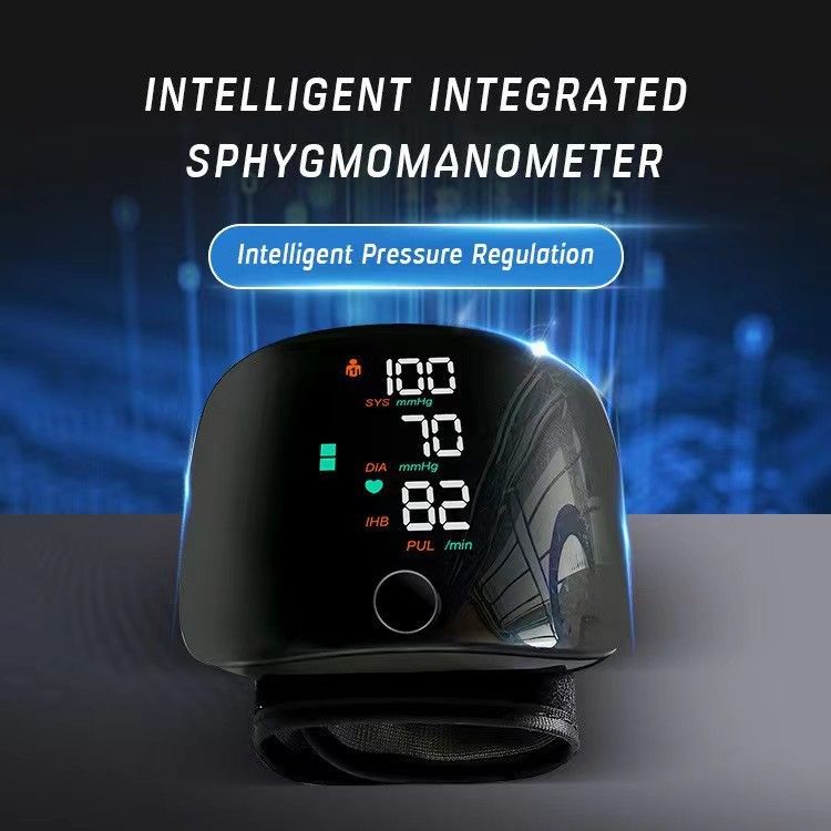 Wrist Type Electronic Blood Pressure Monitor, Fully Automatic Intelligent BP Measuring Device, Rechargeable Touch Control Blood Pressure Tester
