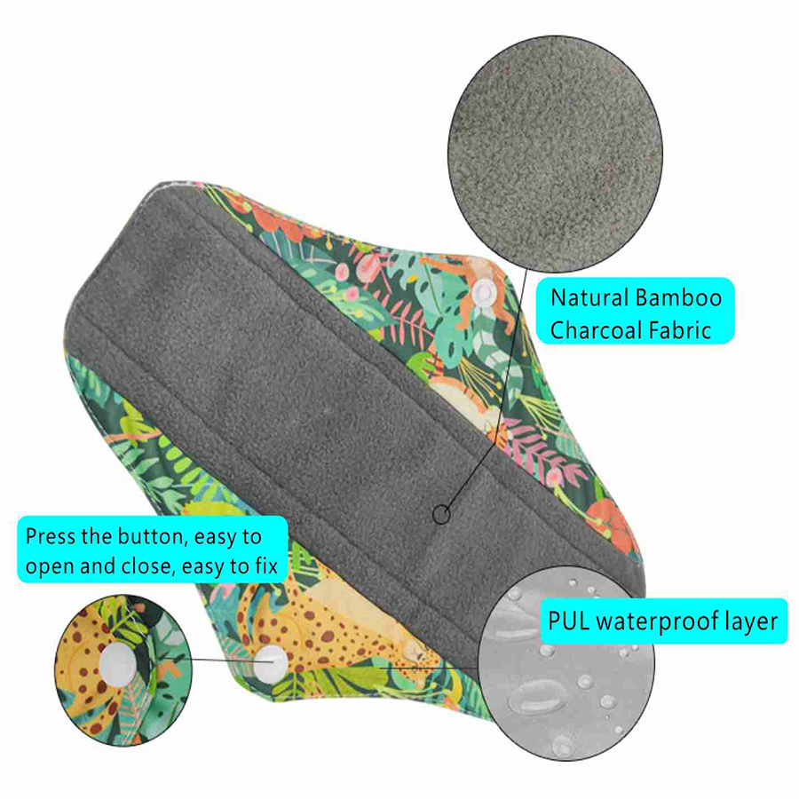 Washable Aunt Towel Pad, Bamboo Charcoal Sanitary Pad, Menstrual Period Aunt Towel, Sanitary Napkin, Washed And Reused Sanitary Napkin,Sanitary Napkins, Daily Sanitary Napkins, Night Sanitary Napkins, Pads, Aunt Napkins,Reusable Sanitary Napkins, Bamboo Charcoal Stitching Washable Sanitary Pads, Menstrual Period Aunt Towel, Pads, Maternity Sanitary Napkins