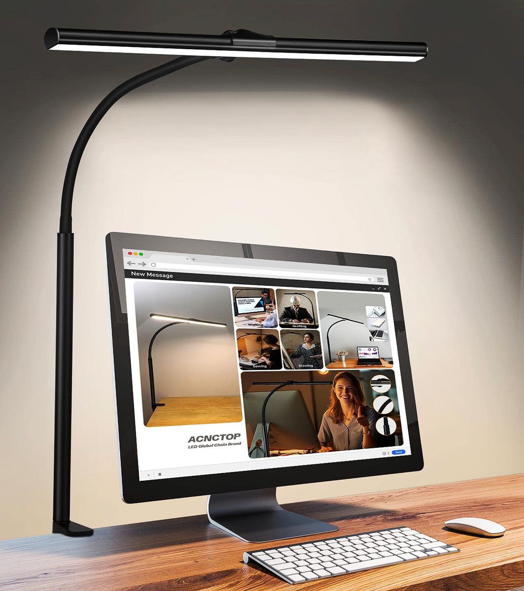 Desk Lamp for Office Home - Eye-Caring Architect Task Lamp 25 Lighting Modes Adjustable LED Desk Lamp Flexible Gooseneck Clamp Light for Workbench Drafting Reading Study