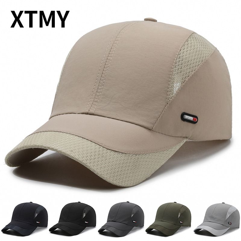 Unisex Solid Color Sun Hat Perforated Mesh Breathable Cap Men Outdoor Sports Quick Dry UV Protection Shading Hat