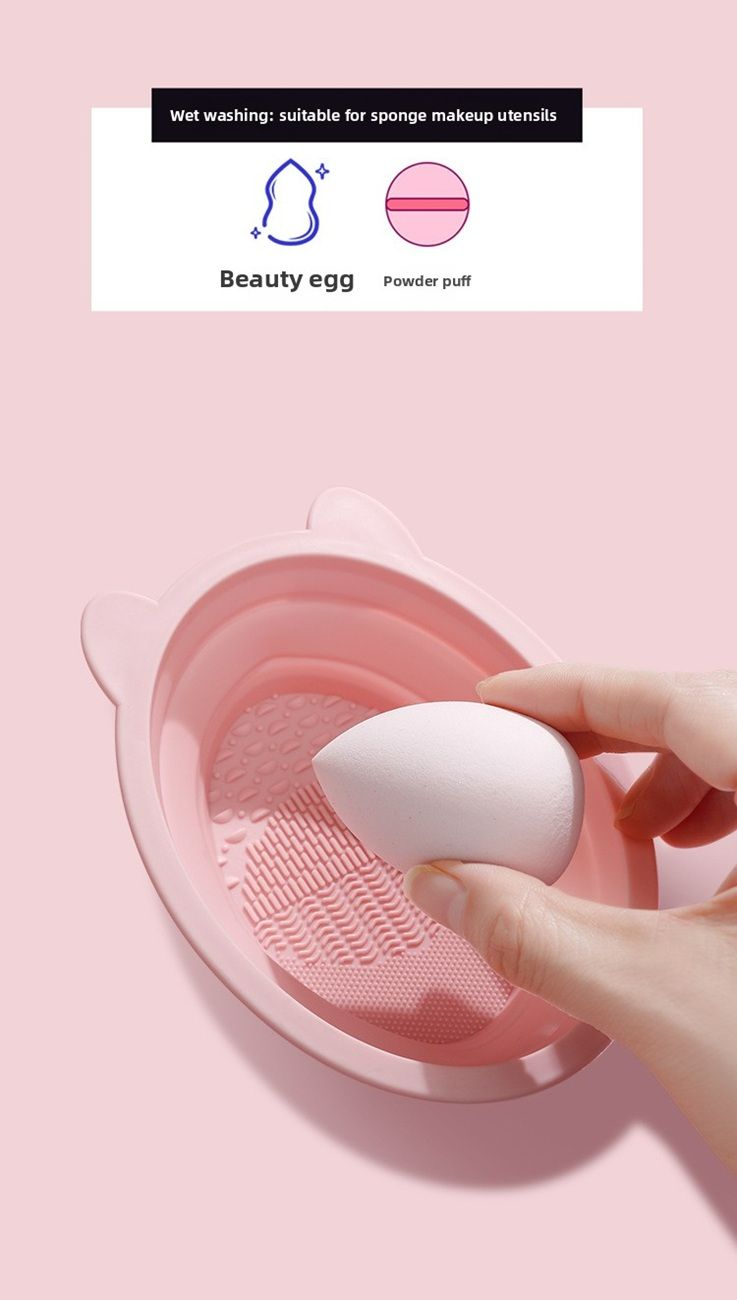 Cosmetic Brush Cleaner Set, Beauty Blender Cleaning Magic Tool, Foldable Silicone Brush Washing Bowl, Powder Puff Cleaning Agent Liquid Tools