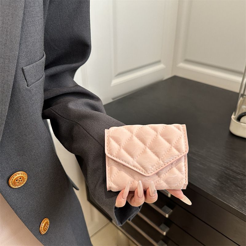 Miss DG 2025 new fashion clutch coin purse girls card bag simple small square bagPink