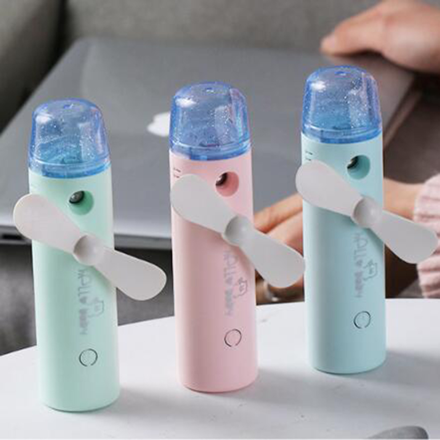 Portable Fan Handheld Portable Spray Natural Wind Mode Handheld Fan Portable Misting Usb Rechargeable Mini With Spray Bottle

