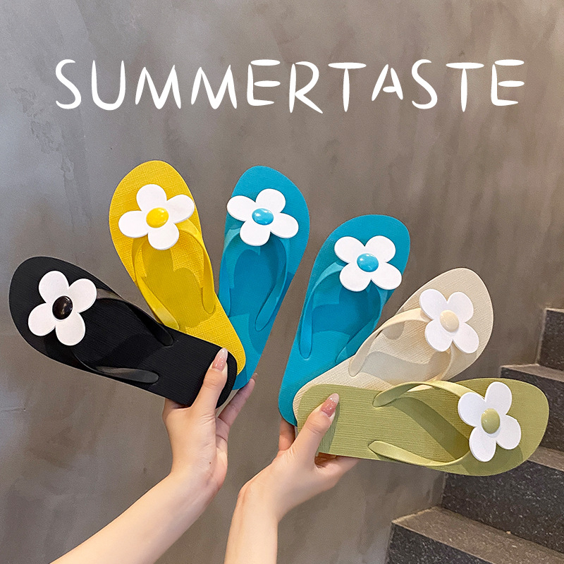 TY100236 Women Leisure Sunflowers Flip-flops Home Wearing Beach Sandals Flip Flop for Girls