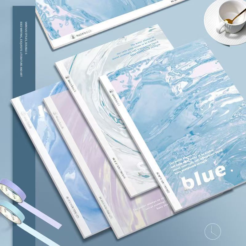 4-piece set, water ripple notebooks, high-appearance student Morandi simple INS fresh-style notebooks, diary notebooks wholesale