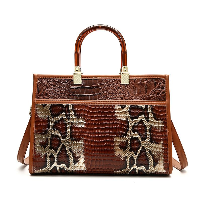 Women's bag new Europe and the United States retro large capacity crocodile women's bag single shoulder oblique handbag 071-5518