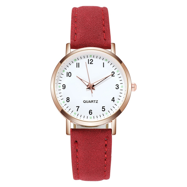 Female Luminous watch leisure time fashion girl Wrist watch Noctilucent light Belt Women's quartz watch CRRSHOP white red purple green blue black pink brown grey watchred