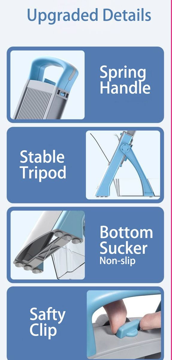 ONCE FOR ALL Upgrade Safe Mandoline Slicer Plus, Biger Size, Adjustable Vegetable Food Chopper Potato Fries Cutter, Detachable Blade, Kitchen Chopping Artifact, Gift (SkyBlue)
