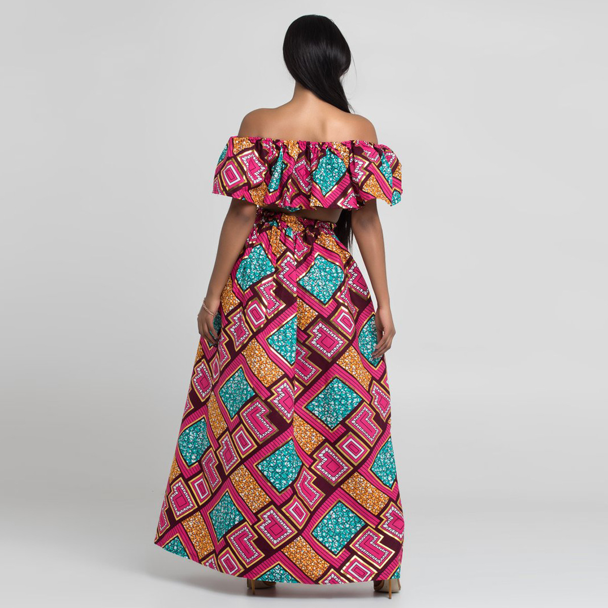 FSCB Women Bobo African Crop Top Ruffle Sleeve T-Shirt Blouse for Party Festival
