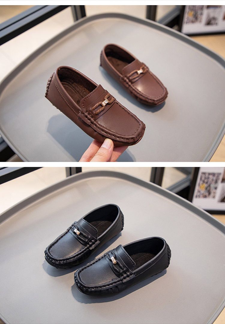Loafer Kid Children's Loafers New Small Leather Shoes Fashion Shoes for Boys Girls Knitted Breathable Lightweight Loafers