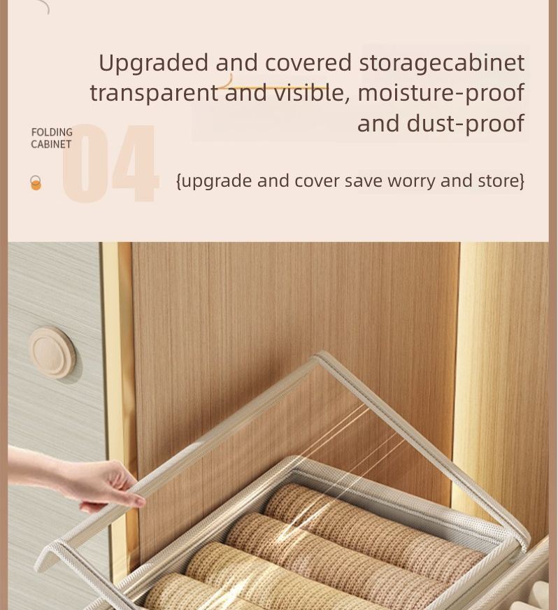 Oxford Cloth Window Visible Clothing with Lid Storage Box Household Clothing Fabric Storage Box Large Organizing Artifact Box Home Storage Organization Baskets Bins Containers Lidded Storage Bins