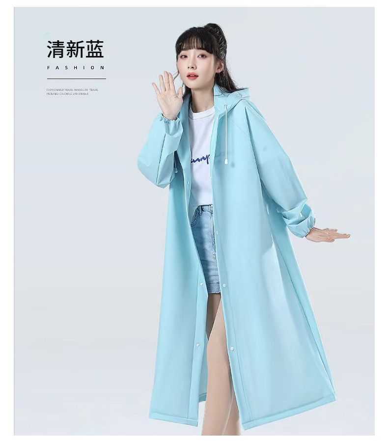 Raincoats for Adults Reusable, EVA Rain Ponchos Lightweight Rain Coat Waterproof Rain Gear for Men and WomenBlue