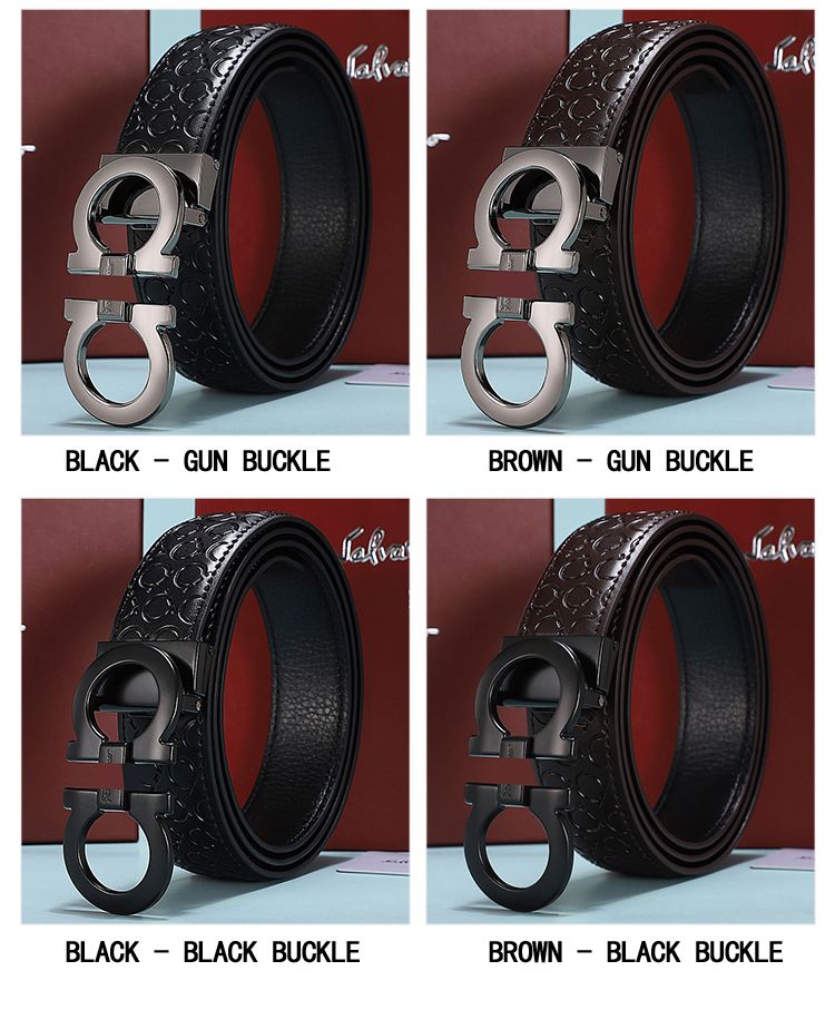 Men's Fashion Business Alloy Smooth Buckle Belt Casual Youth Genuine Leather Belt