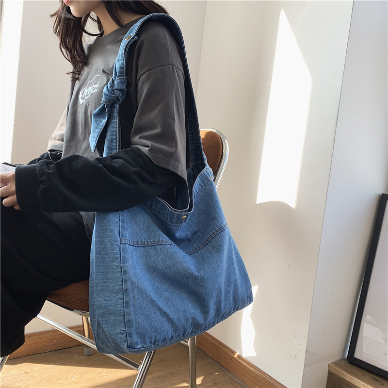 Women's Literary and Languid Style Cross-Body Bag ,Large Capacity Small Fresh Denim Bag