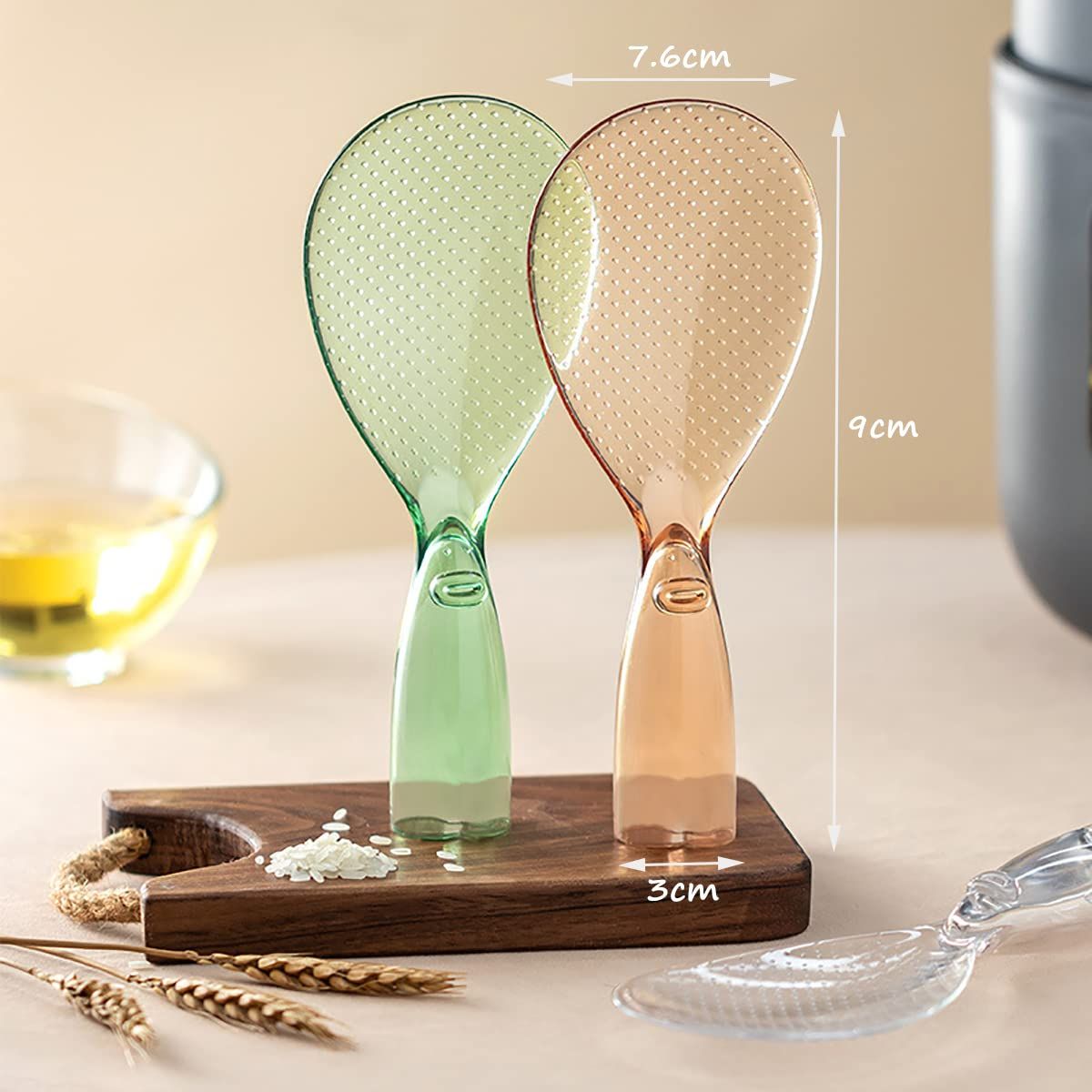 Rice Paddle,Non Stick Rice Paddle,Transparent Standing Rice Spatula with Non Stick Rice Spoon,Non-Stick and Easy to Clean Standing Rice Spoon