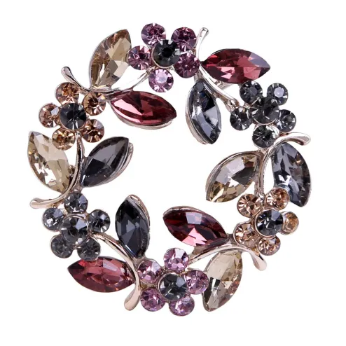 Luxury Crystal Flower Branch Brooches for Women Girls Fashion Jewelry