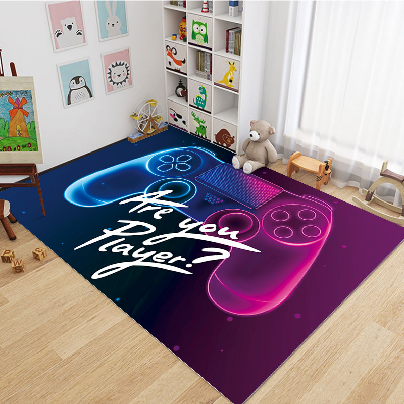 Large Rugs for Kids Boys Gamer Area Carpet 3D Printed Controller Gamepad Dining Living Play Bedroom Home Decor Non-Slip Comfy Floor Casual Mat