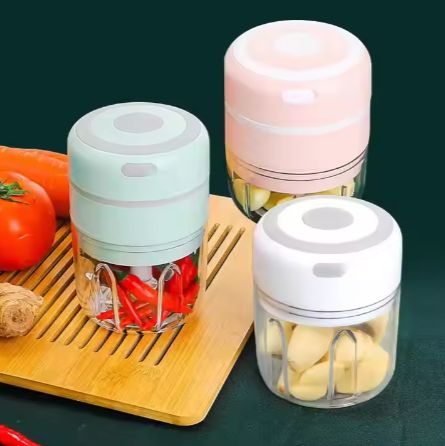 Mini Portable Electric Garlic Chopper Food Slicer Usb Wireless Charging Garlic Mincer Mixer Garlic Press- 250ML