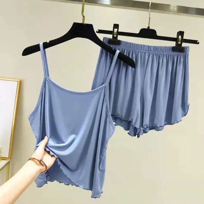 SL Women's Sleepwear Pajamas Leisure Wear ladies camisole Loose Home Suits tops+trousers (Pack of 2)