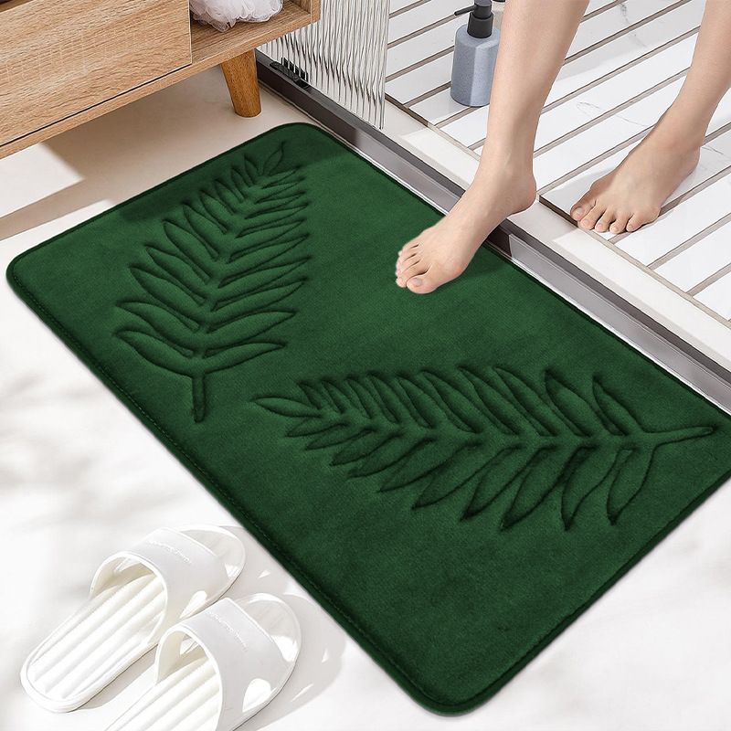 Absorbent Navy Blue Leaf Sponge Bathroom Mat Non-Slip Bathroom Doorway Carpet for Bathroom