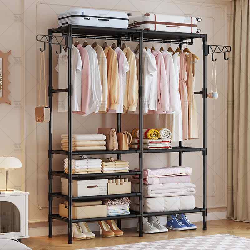 Multi functional coat rack, floor standing double row clothes rack, hanger, drying rack, durable, multi purpose, Drying Rack 