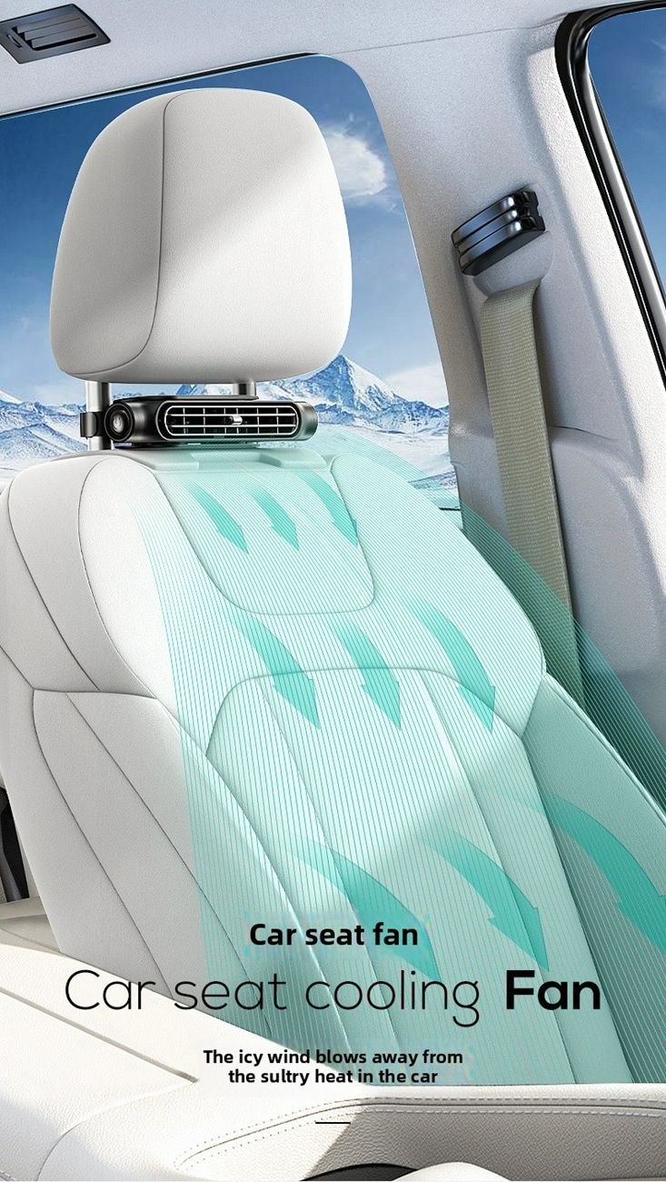 2025 creative new product car seat fan, USB plug-in bladeless rear pillow cooling back seat fan for car.