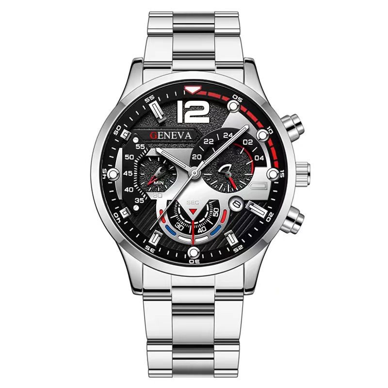 Popular men's watches, fashion calendar, six pin belt watch, quartz watch, men's watch, sports luminous watch, wholesalesilver