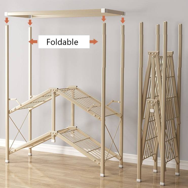 Portable Closet Wardrobe Closet for Hanging Clothes with 6 Storage Shelves, 1 Hanging Rod and 4 Pockets, Free Standing Closet Clothes Organizer for Bedroom, Sturdy and Easy Assemble