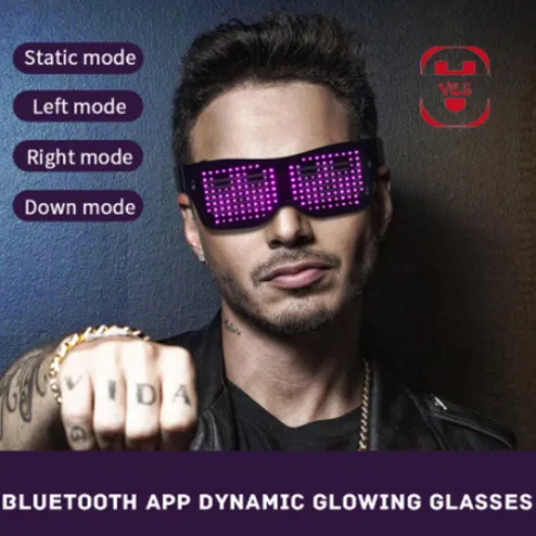 Customizable Bluetooth LED Light Up Glasses for Raves,Festivals, Fun,  Parties, Sports, Birthday, Costumes, EDM, Flashing 