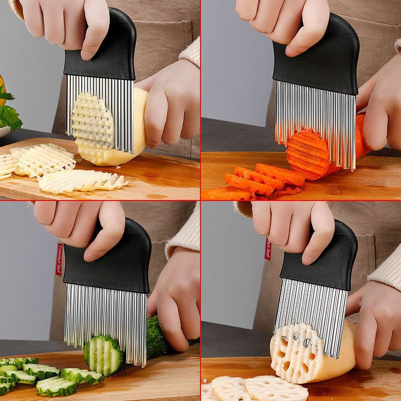 Potato Wave Knife Kitchen Cutting Strip Slicer, 304 stainless steel，Vegetable Cutter, French Fry , Fruit Cutting Tool, Fancy French Fry Knife, Versatile Cutting Cutter，CRRSHOP ,Kitchen Tools ,Kitchen
