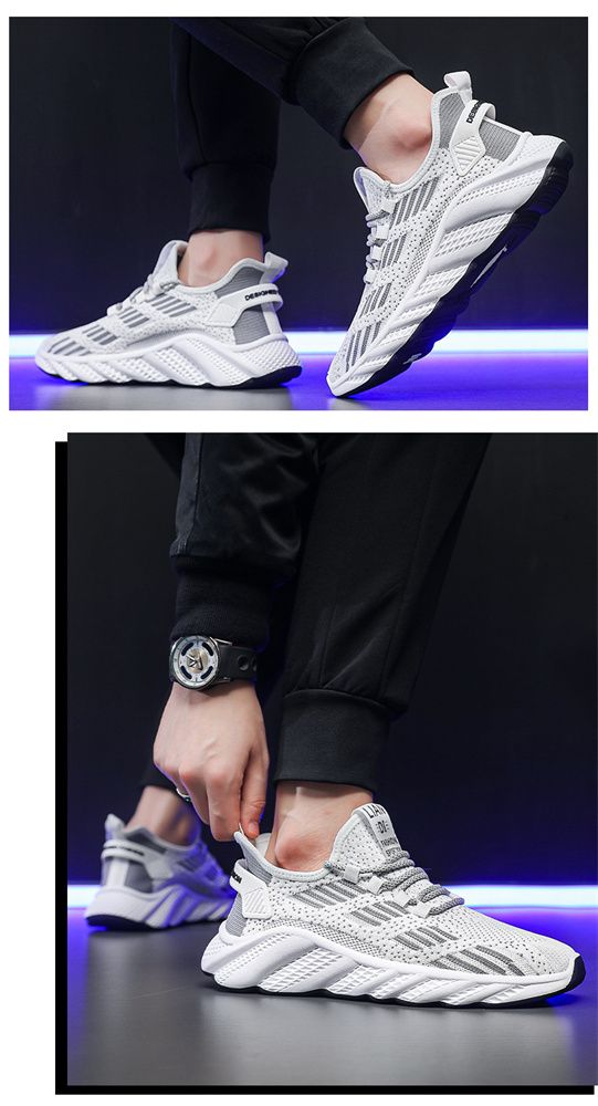 2024 autumn new breathable men's sneakers mesh men's shoes casual shoes men's fashion flying woven running shoes AD128
