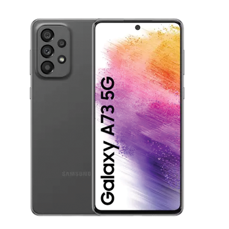 Samsung Galaxy A73 - 8GB RAM Memory + 128GB ROM Storage - 6.7" FHD+ Super AMOLED+ 120Hz Display - 108MP High-Resolution Camera - Dual SIM - Fingerprint (under display) - OS: Android 12 - Thin and Light Design - IP67 dust/water resistant - Li-Po 5000 mAh, non-removable Battery