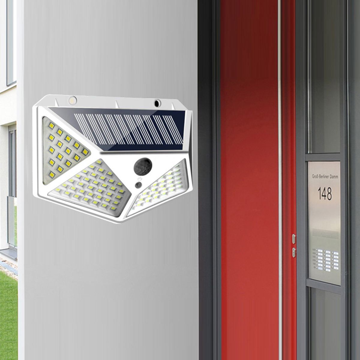 100LED Solar Light Outdoor Solar Lamp With PIR Motion Sensor Solar Powered Waterproof Wall Light For Garden Yard Path Decoration