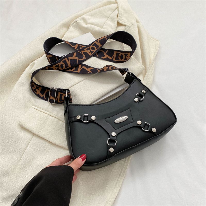 Women Commuter Handbag with Textured Wide Strap, Versatile Elegant Shoulder & Crossbody Bag for Ladies