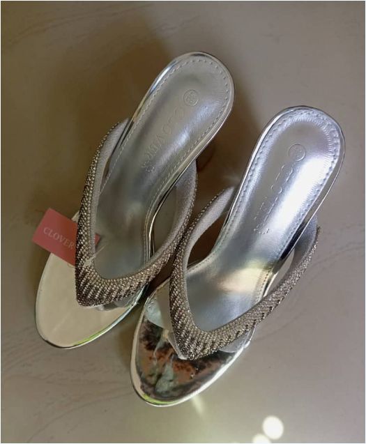 Women's Shoes Crystal Heels Solid Color Slippers Outdoor Sandals Diamond Female Flip-Flops Heeled Sandals