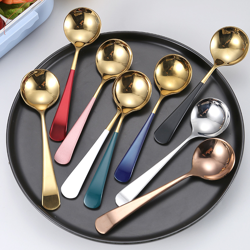 D060104002 1pcs Creative 304 Stainless Steel Spoon Long Handle Big Spoon Home Use