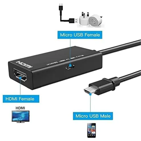 MHL Micro USB to HDMI Cable Adapter, MHL 5pin Phone to HDMI 1080P 4K Video  Graphic for Samsung Galaxy/LG/Huawei ect. Android Smart Phones That with