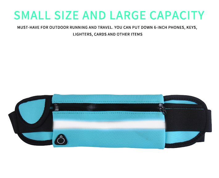 Reflective Running Belt Pouch Fanny Pack, Unisex Waterproof Waist Pouch Phone Holder Adjustable Workout Pack with Headphone Port Fits 6.5'' Phone