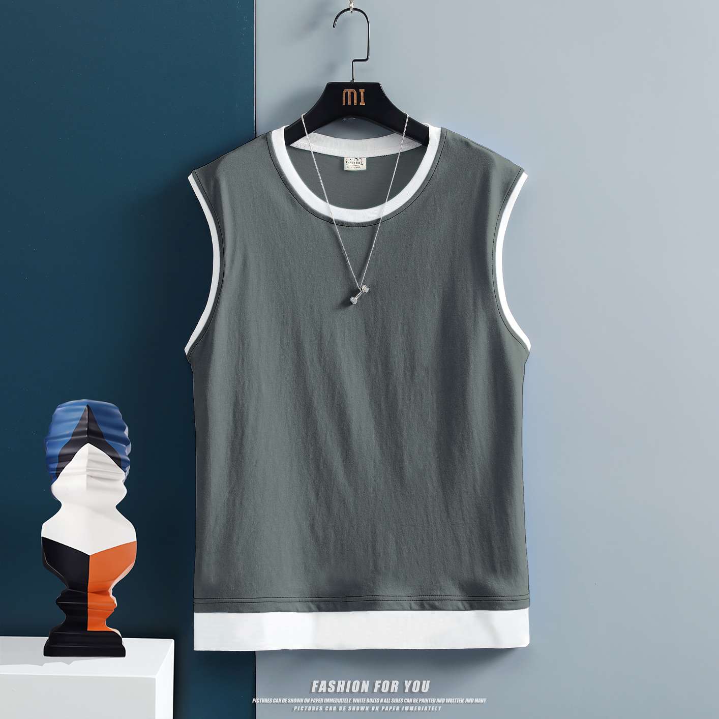 Mens Tank Top Cotton Casual Sleeveless Tshirt for Men Bodybuilding Bottoming Undershirts 2129