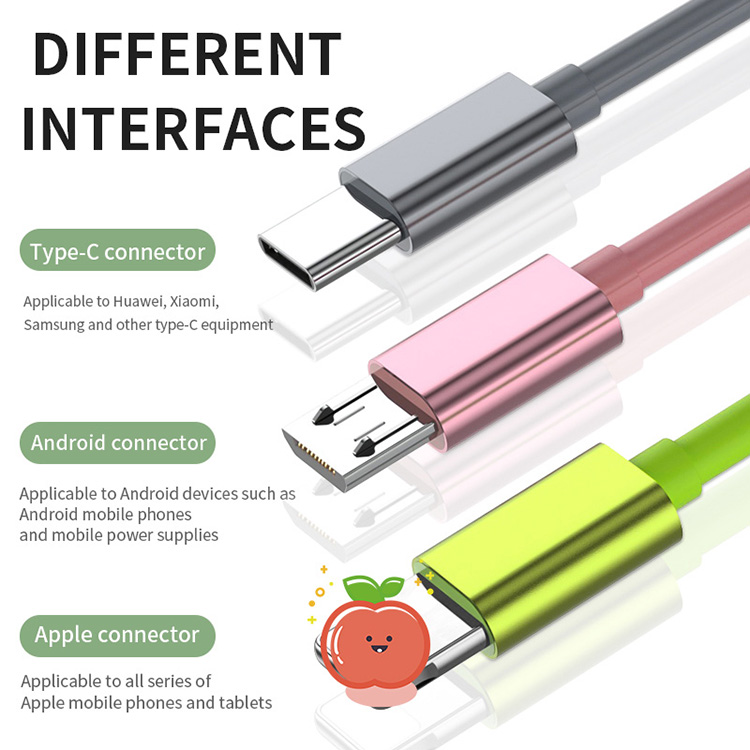 3 in 1 USB Cable For iPhone Samsung Xiaomi Multi Fast Charging Charger USB Type C Type-c Micro USB Cable For Mobile Phone