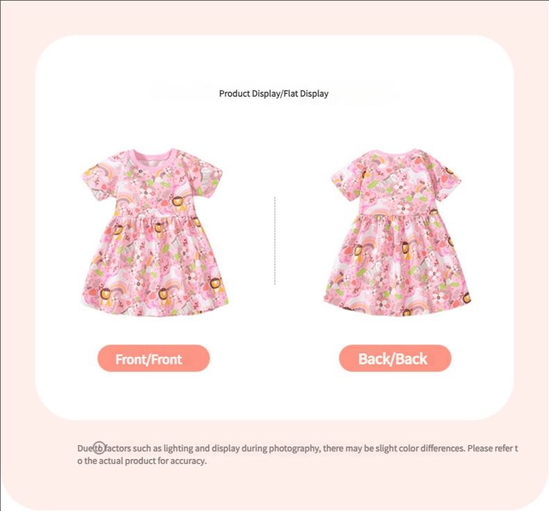 Summer style girls' princess dress, European and American style cartoon children's dress, pure cotton short sleeved children's dress