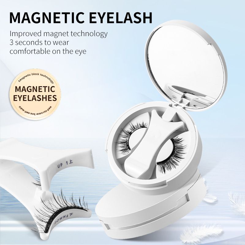  New No Glue Magnetic Eyelashes, Natural Wispy Devil Style Lashes, Reusable Magnet False Eyelashes, Portable All-in-one Storage Case for Daily Eye Makeup