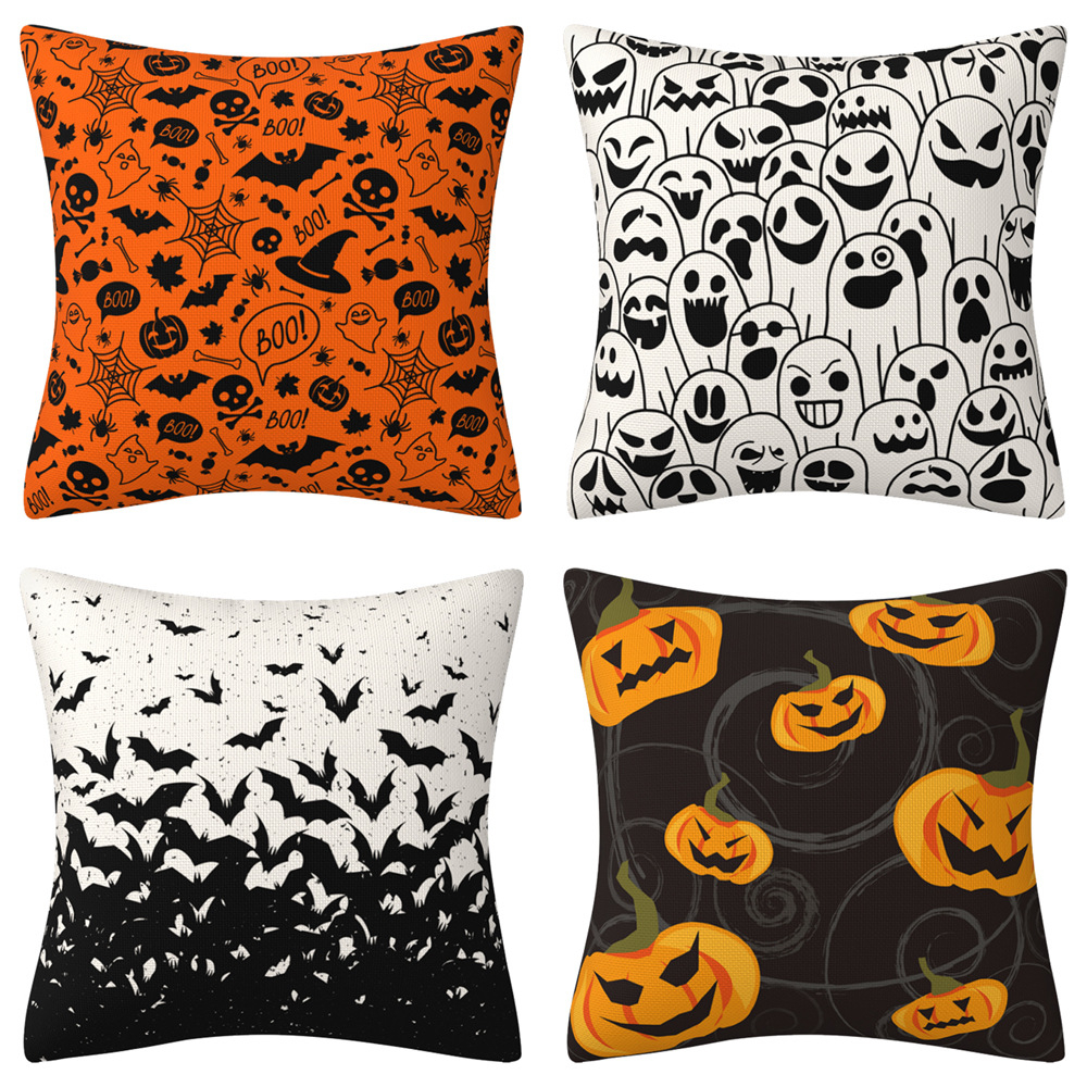 SXKI-01 Halloween Pillow Covers 45*45cm,Halloween Bats Decorative Throw Pillow Covers Indoor Outdoor Cushion Cases for Farmhouse Home Sofa Couch Decorative