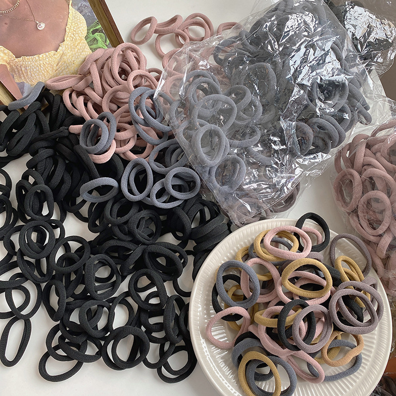 F1014 Women's Retro High Elastic Hair Loop Coffee Color Hair Tie Hair Band