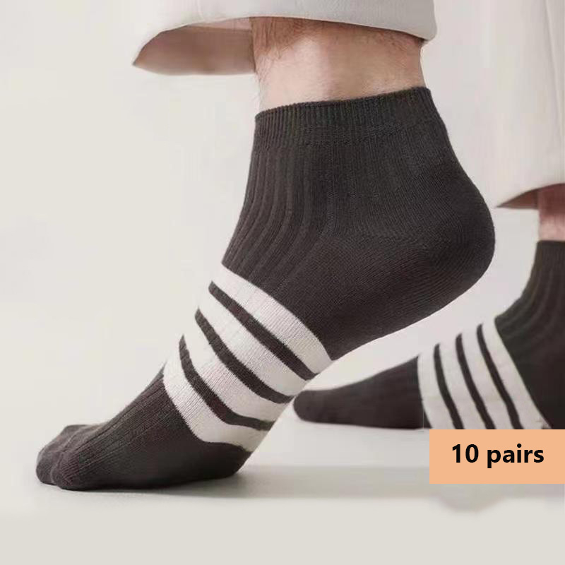 #57 20pcs/10pairs Solid Stripes Cotton Summer Comfortable Classic Design Men  Socks